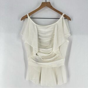 Max Studio‎ Lightweight Gauzy Layered Ruffle Sleeveless Peplum Top Feminine